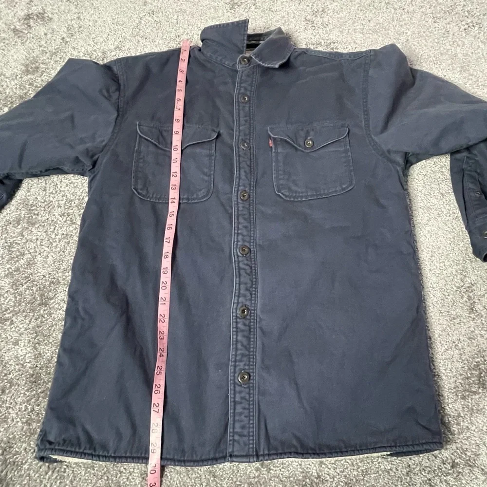 LEVIS Sherpa Lined Work Jacket Shirt Shacket Mens Medium Blue Denim Button